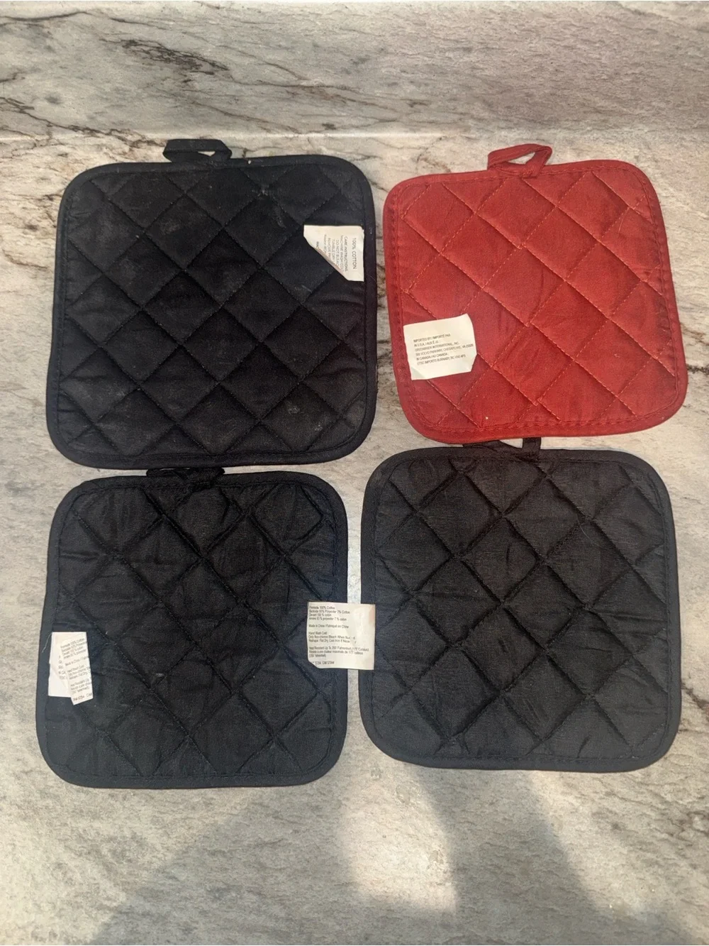 Kitchen Cotton Pot Holders Set - Printed Coffee & Olive Designs, 4-Pack